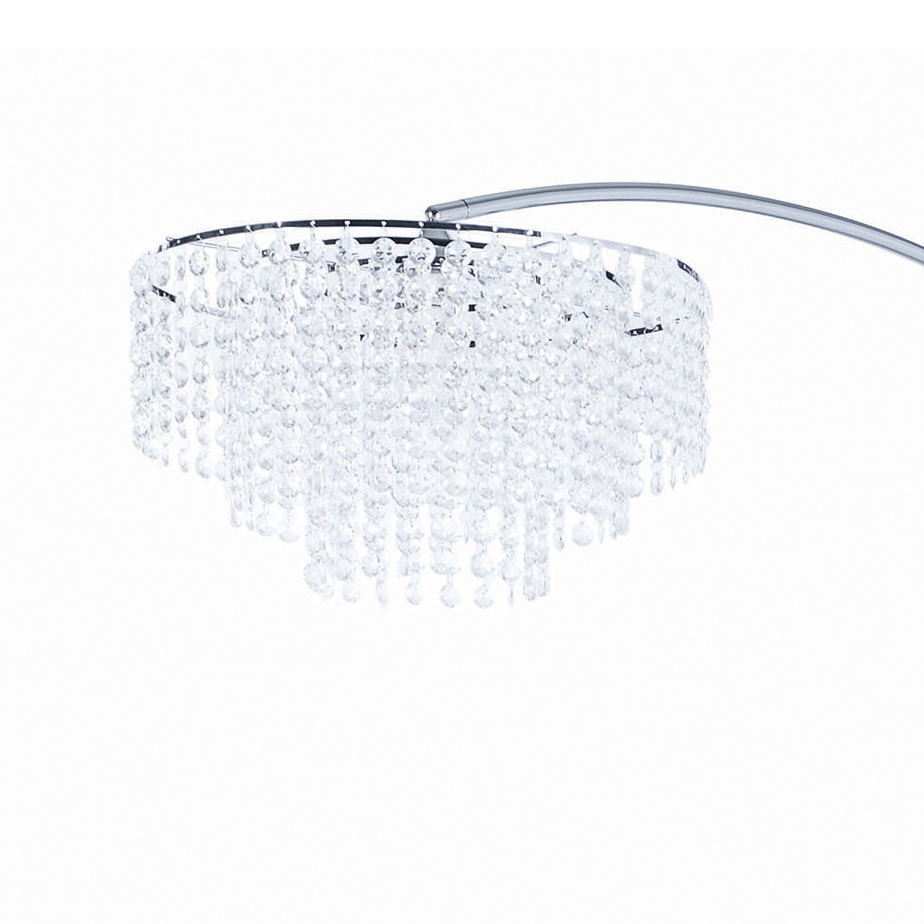 Crystal Accented Tiered Metal Floor Lamp With Marble Base Silver And White-zoom-4