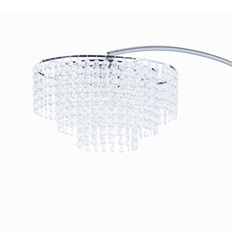 Crystal Accented Tiered Metal Floor Lamp With Marble Base Silver And White-zoom-