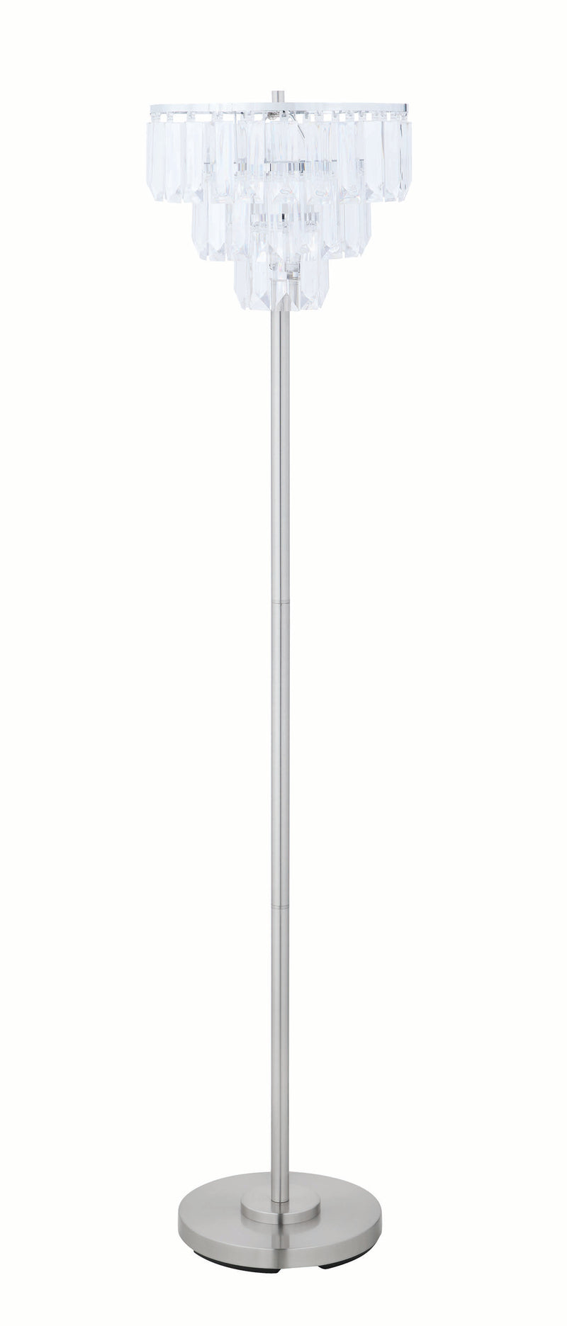 61 Inch Modern Floor Lamp Tiered Hanging Crystals Metal Silver-zoom-