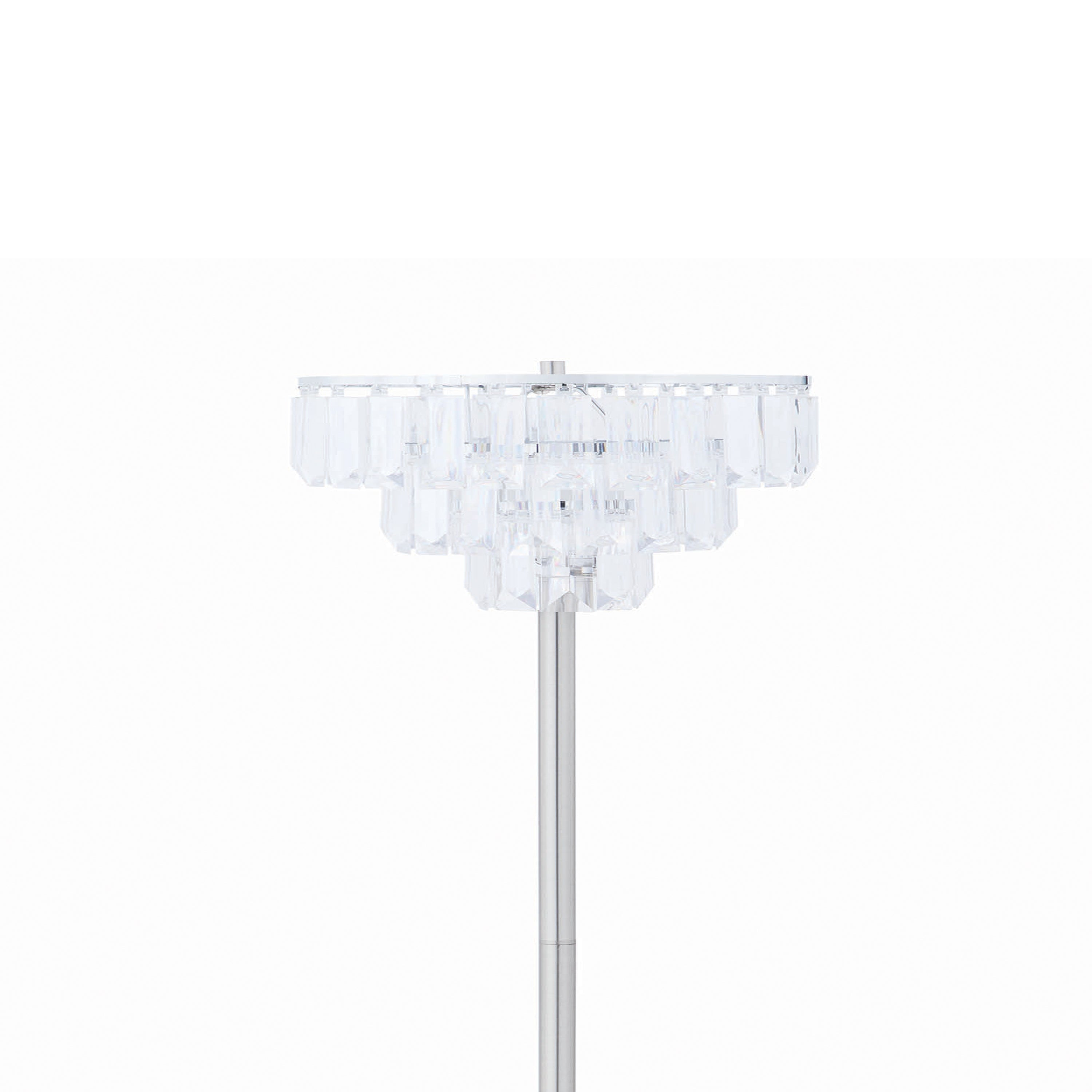 61 Inch Modern Floor Lamp Tiered Hanging Crystals Metal Silver