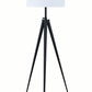 Height Adjustable Metal Tripod Floor Lamp With Fabric Shade White And Black
