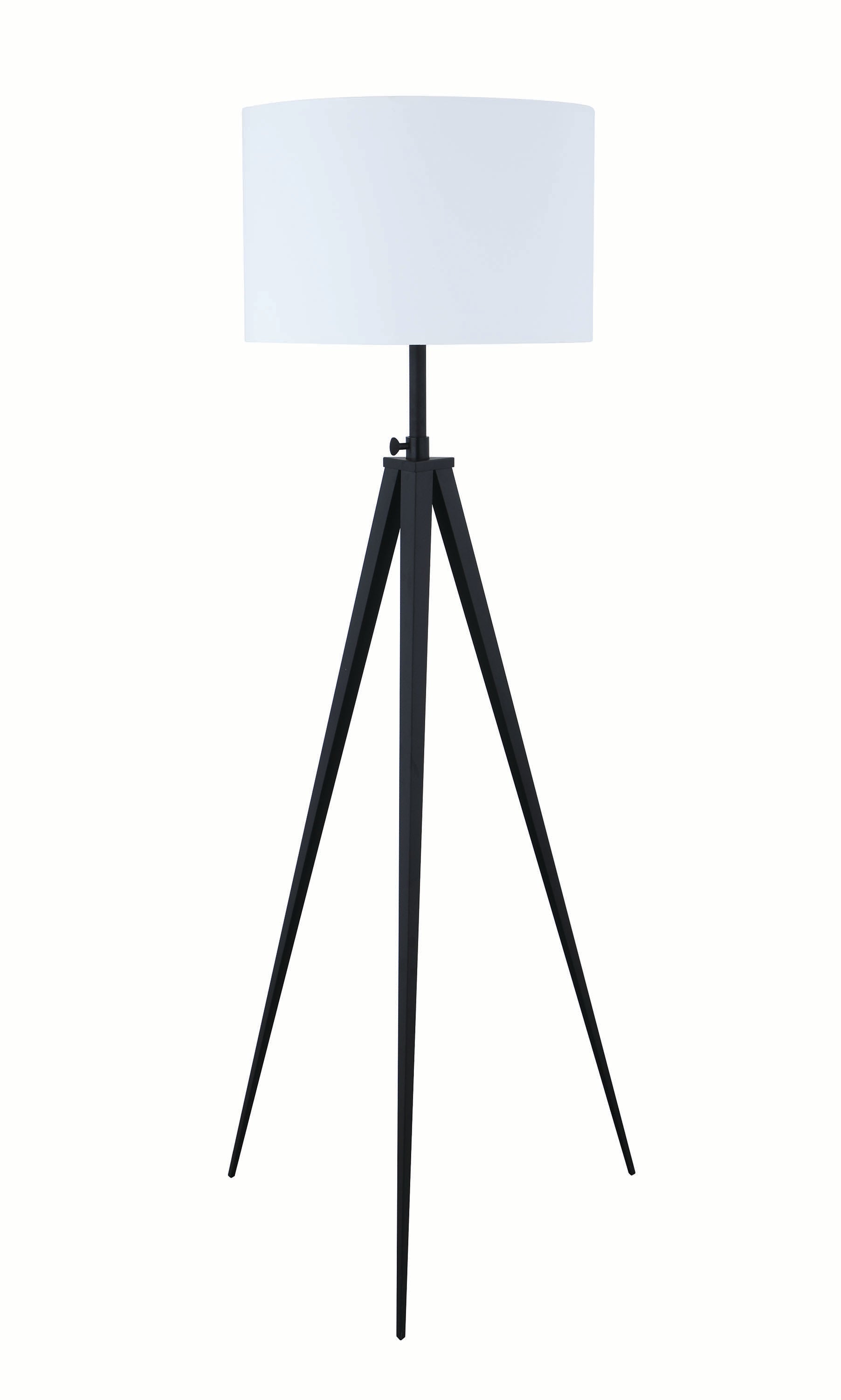 Height Adjustable Metal Tripod Floor Lamp With Fabric Shade White And Black-zoom-1