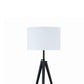 Height Adjustable Metal Tripod Floor Lamp With Fabric Shade White And Black