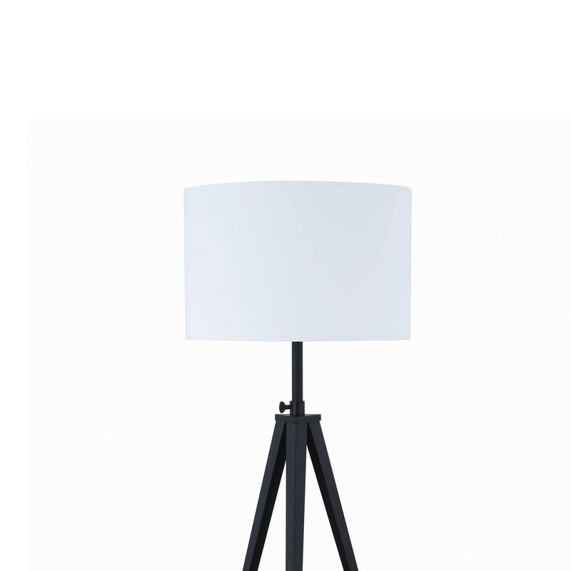 Height Adjustable Metal Tripod Floor Lamp With Fabric Shade White And Black-zoom-