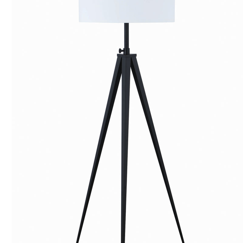 Height Adjustable Metal Tripod Floor Lamp With Fabric Shade White And Black-zoom-
