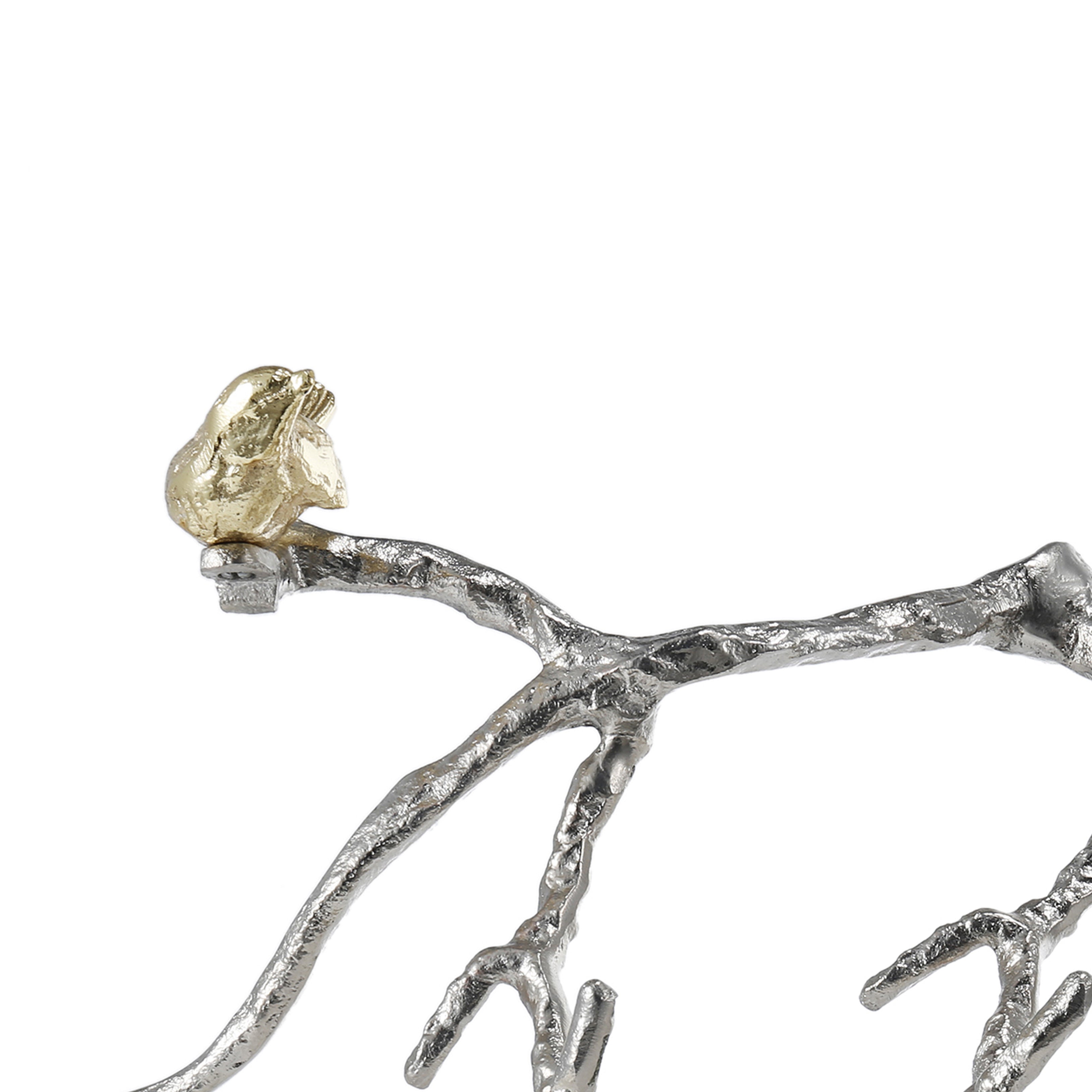 Decorative Wall Hook Branch Shaped With Birds Apogee Silver And Gold-zoom-3