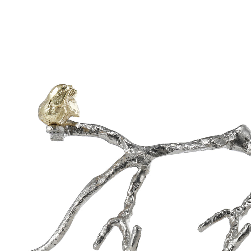 Decorative Wall Hook Branch Shaped With Birds Apogee Silver And Gold-zoom-
