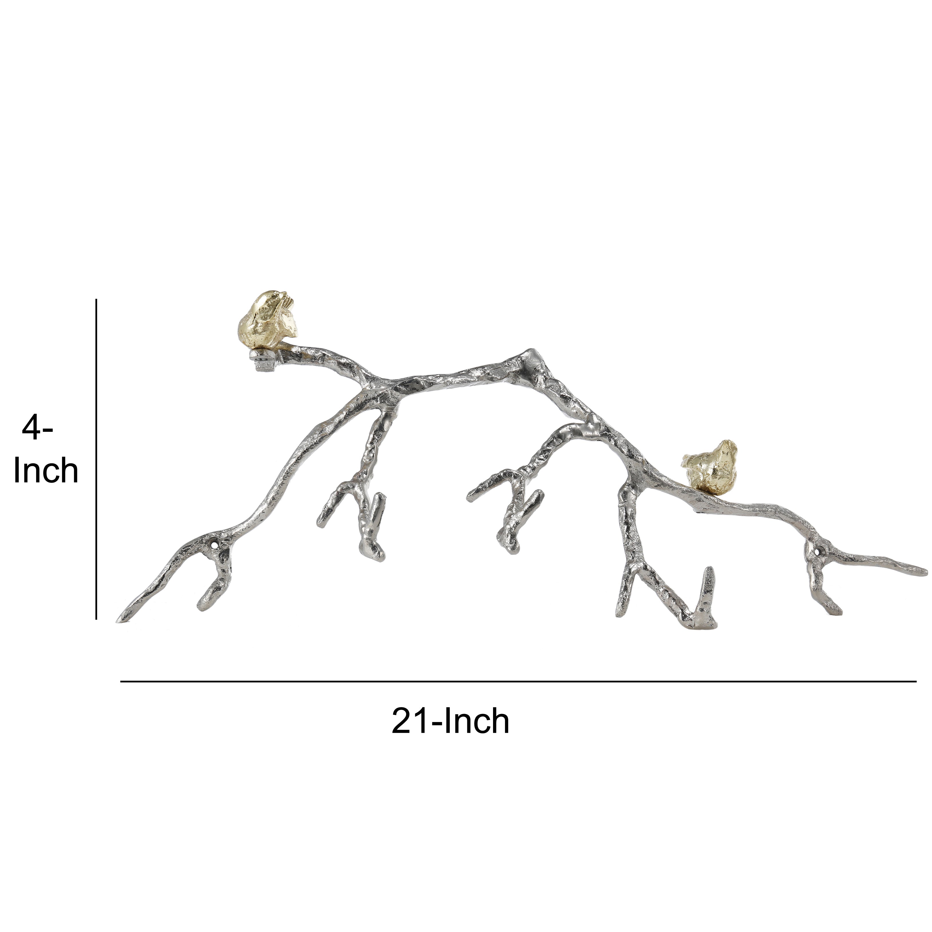 Decorative Wall Hook Branch Shaped With Birds Apogee Silver And Gold-zoom-5
