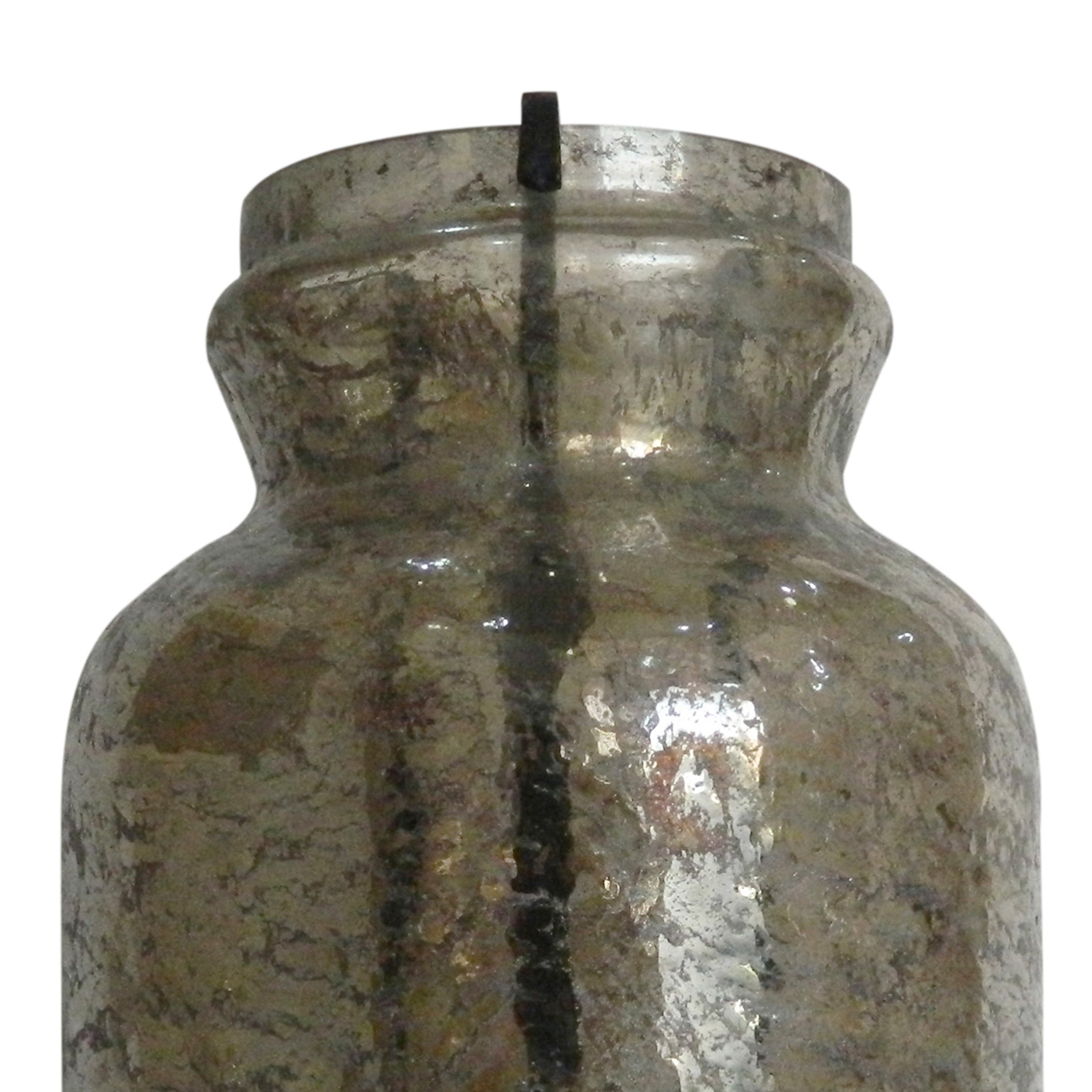 Traditional Style Jar Shaped Glass Candleholder Gray-zoom-2