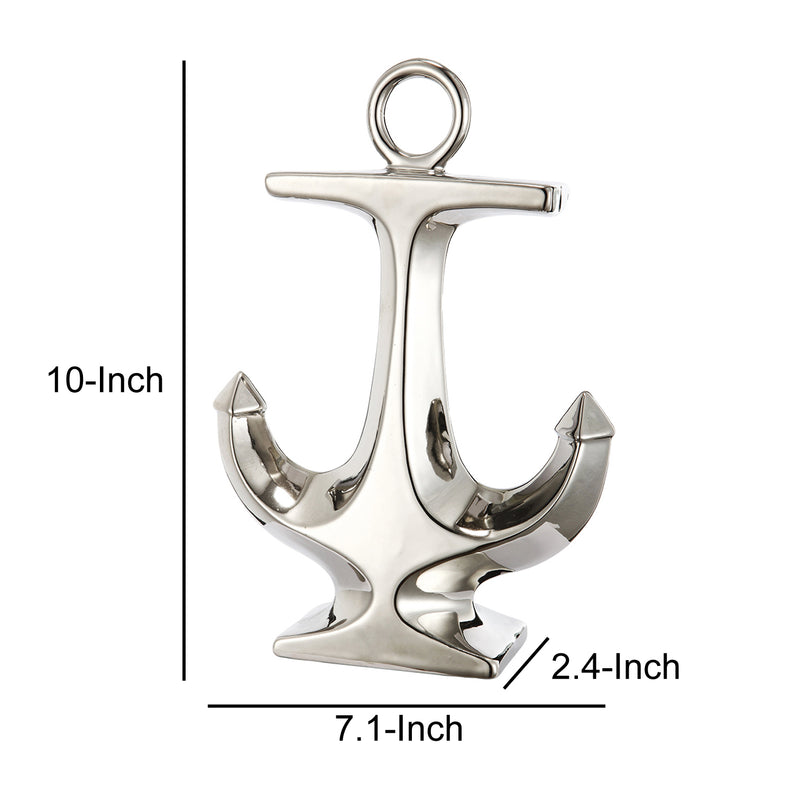 Nautical Ceramic Ship Anchor Decor Gold And Silver Set Of 2-zoom-