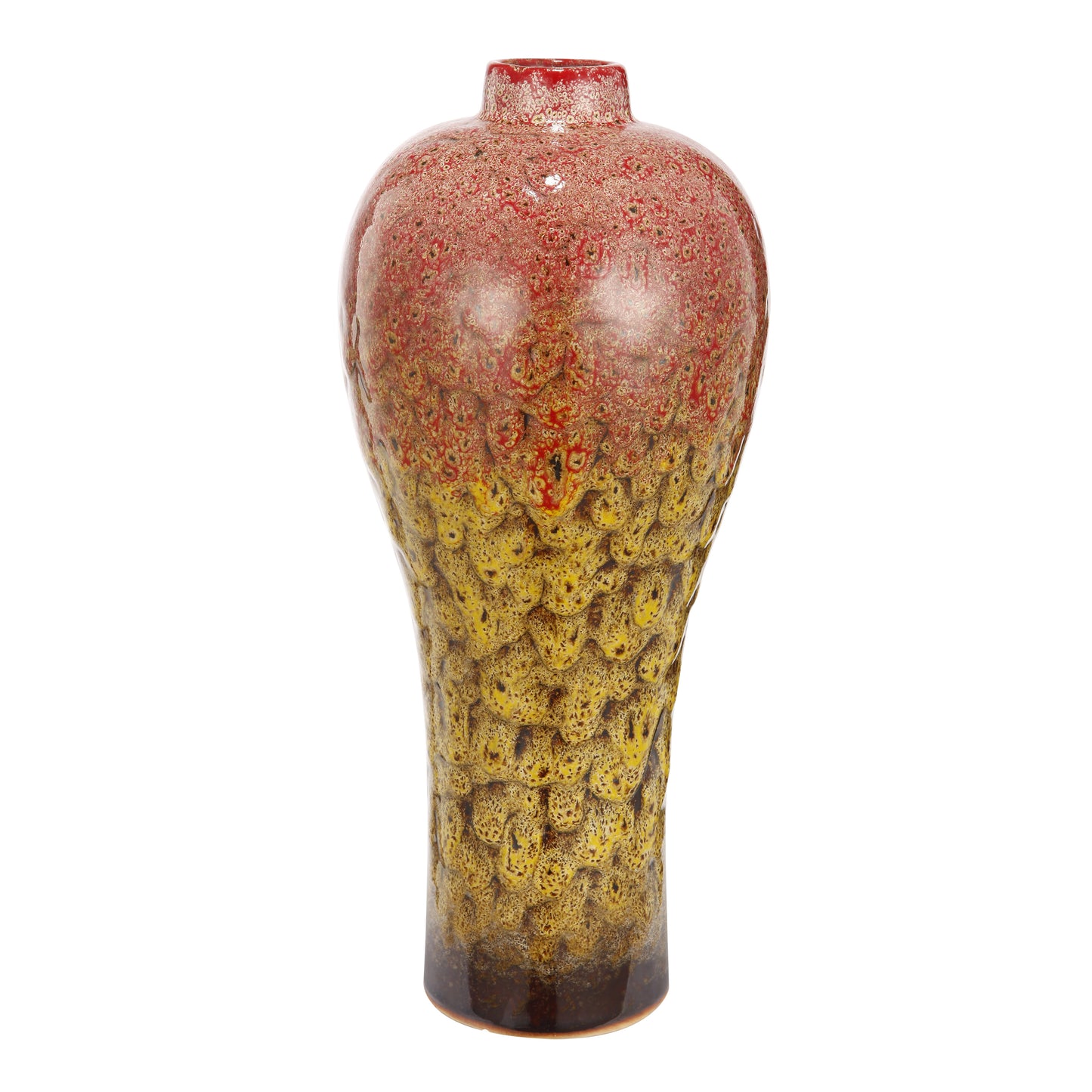 Distressed Urn Shape Decorative Vase With Dripping Design Multicolor