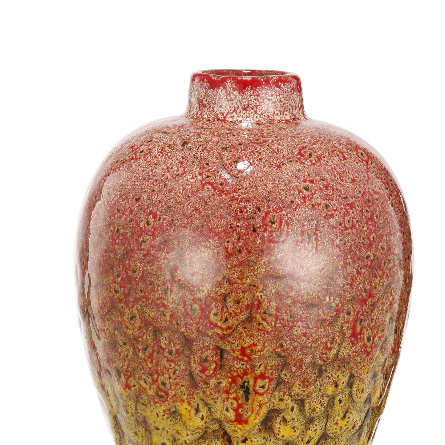Distressed Urn Shape Decorative Vase With Dripping Design Multicolor