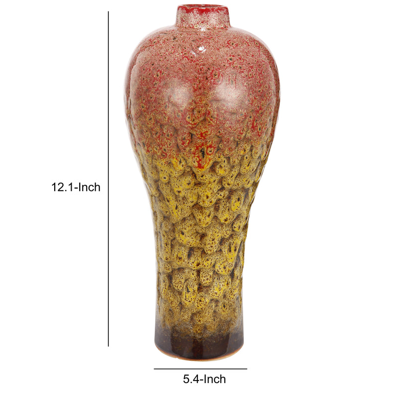 Distressed Urn Shape Decorative Vase With Dripping Design Multicolor-zoom-