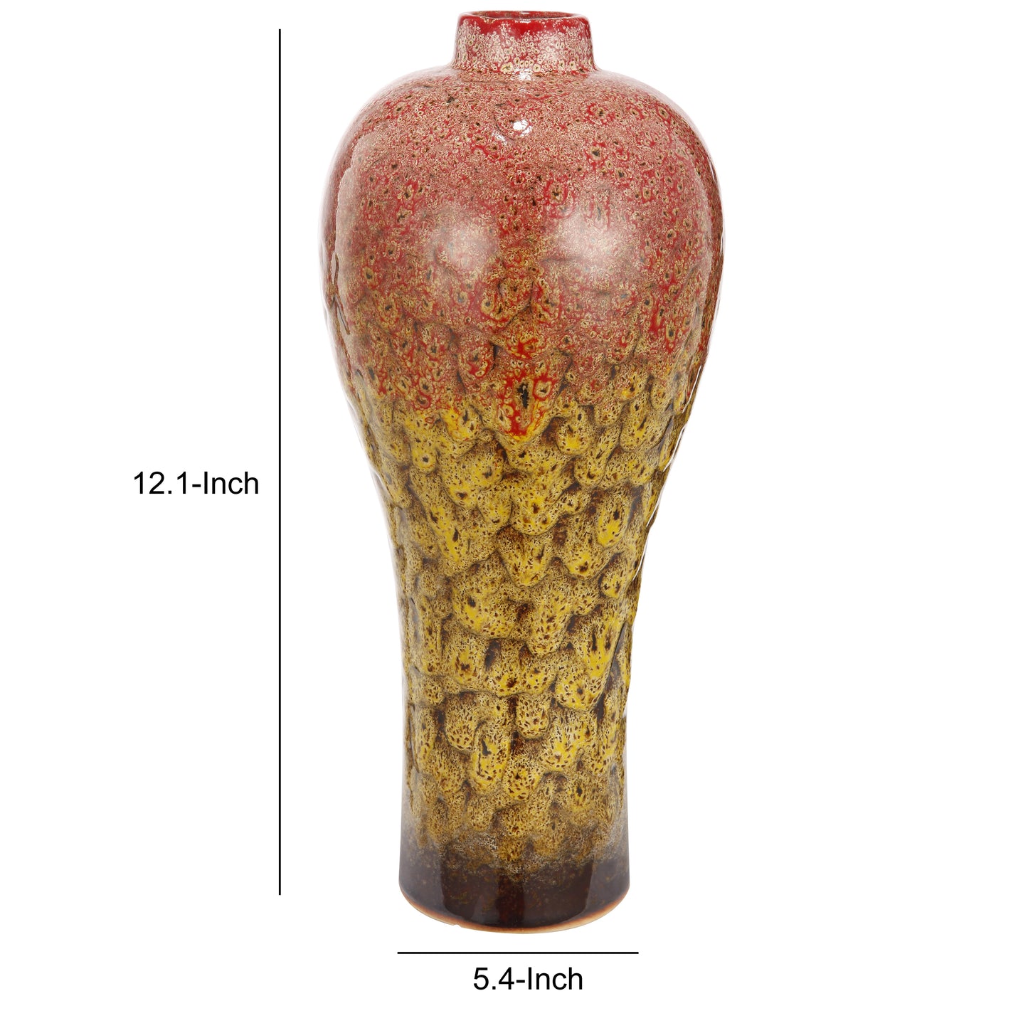 Distressed Urn Shape Decorative Vase With Dripping Design Multicolor