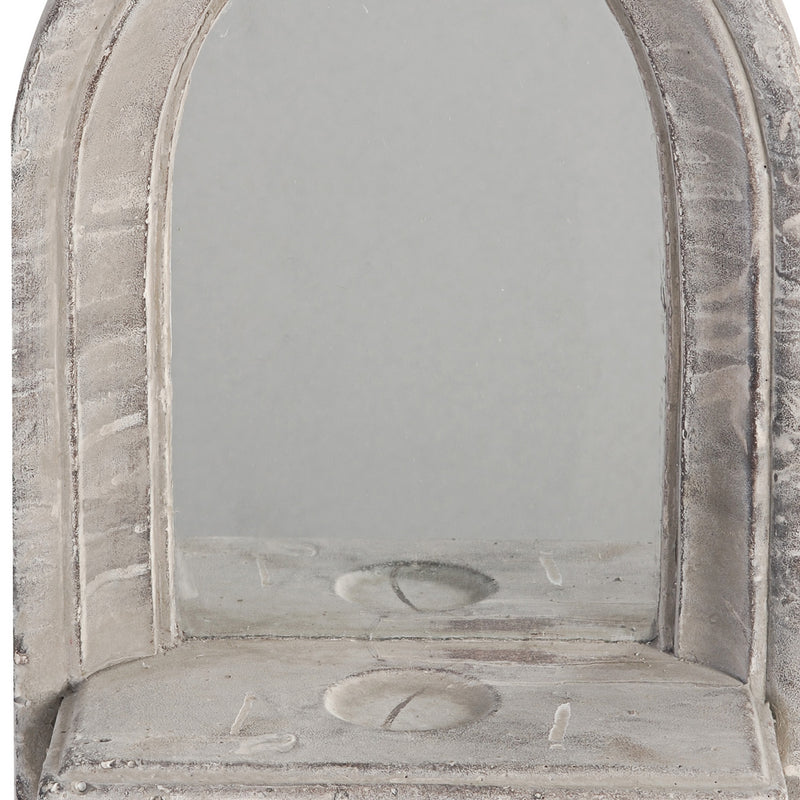 Cement Protected Decorative Wall Mirror Washed White-zoom-