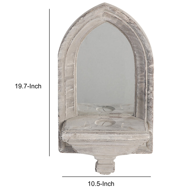Cement Protected Decorative Wall Mirror Washed White-zoom-