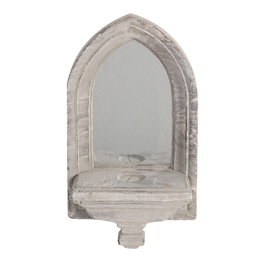 Cement Protected Decorative Wall Mirror Washed White