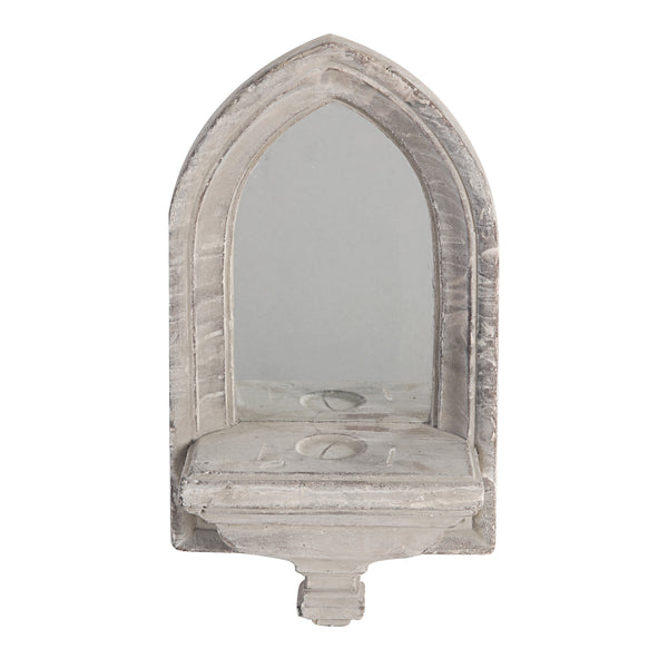 Cement Protected Decorative Wall Mirror Washed White