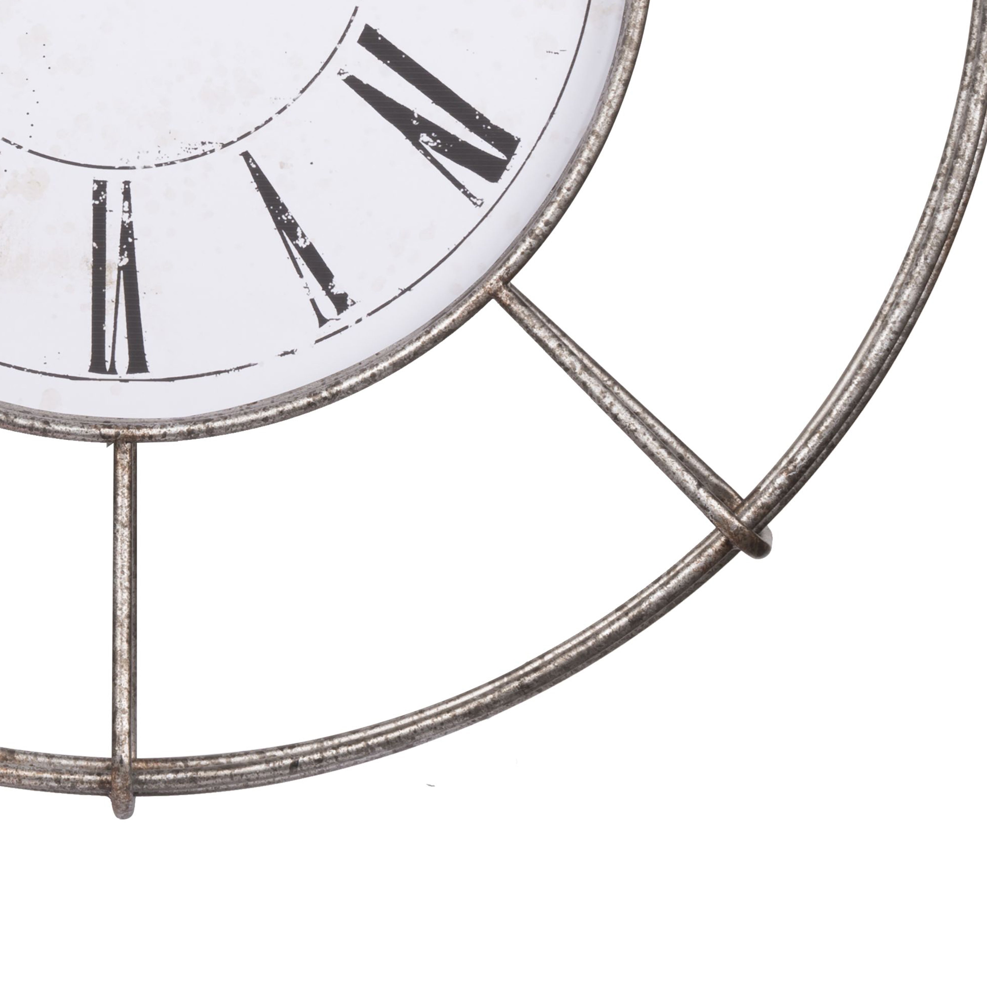 Metal Wall Clock With Circle Dial And Roman Numbers Silver And White-zoom-4
