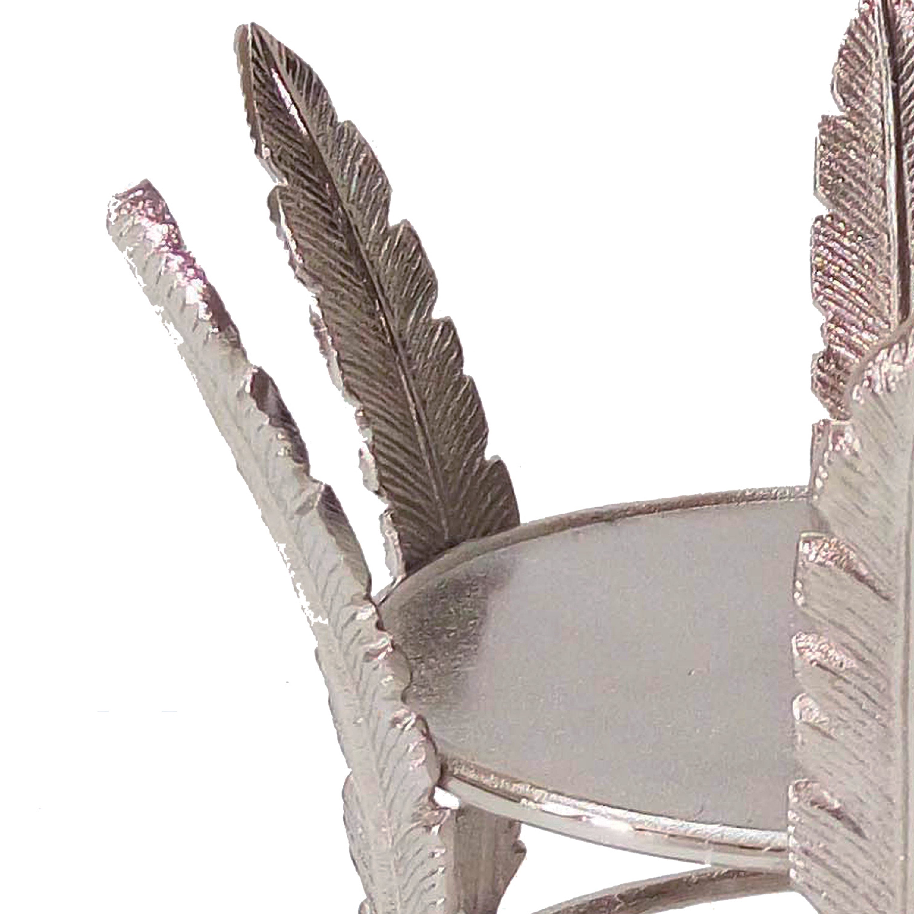 Aluminum Candle Holder Surrounded With Six Leaf Pillars Silver-zoom-2