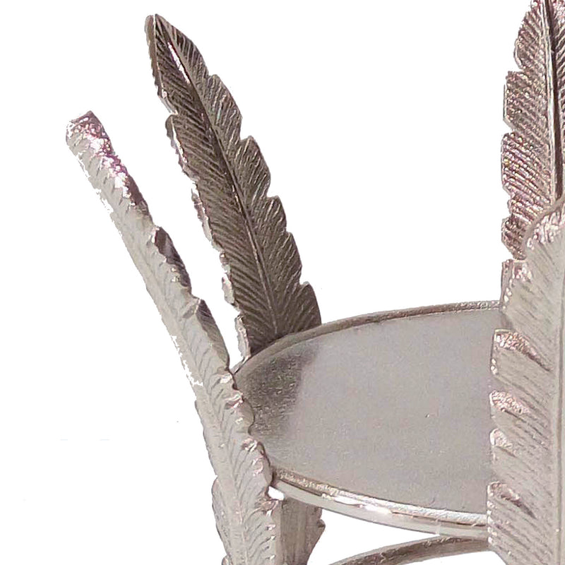 Aluminum Candle Holder Surrounded With Six Leaf Pillars Silver-zoom-