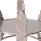 Aluminum Candle Holder Surrounded With Six Leaf Pillars Silver