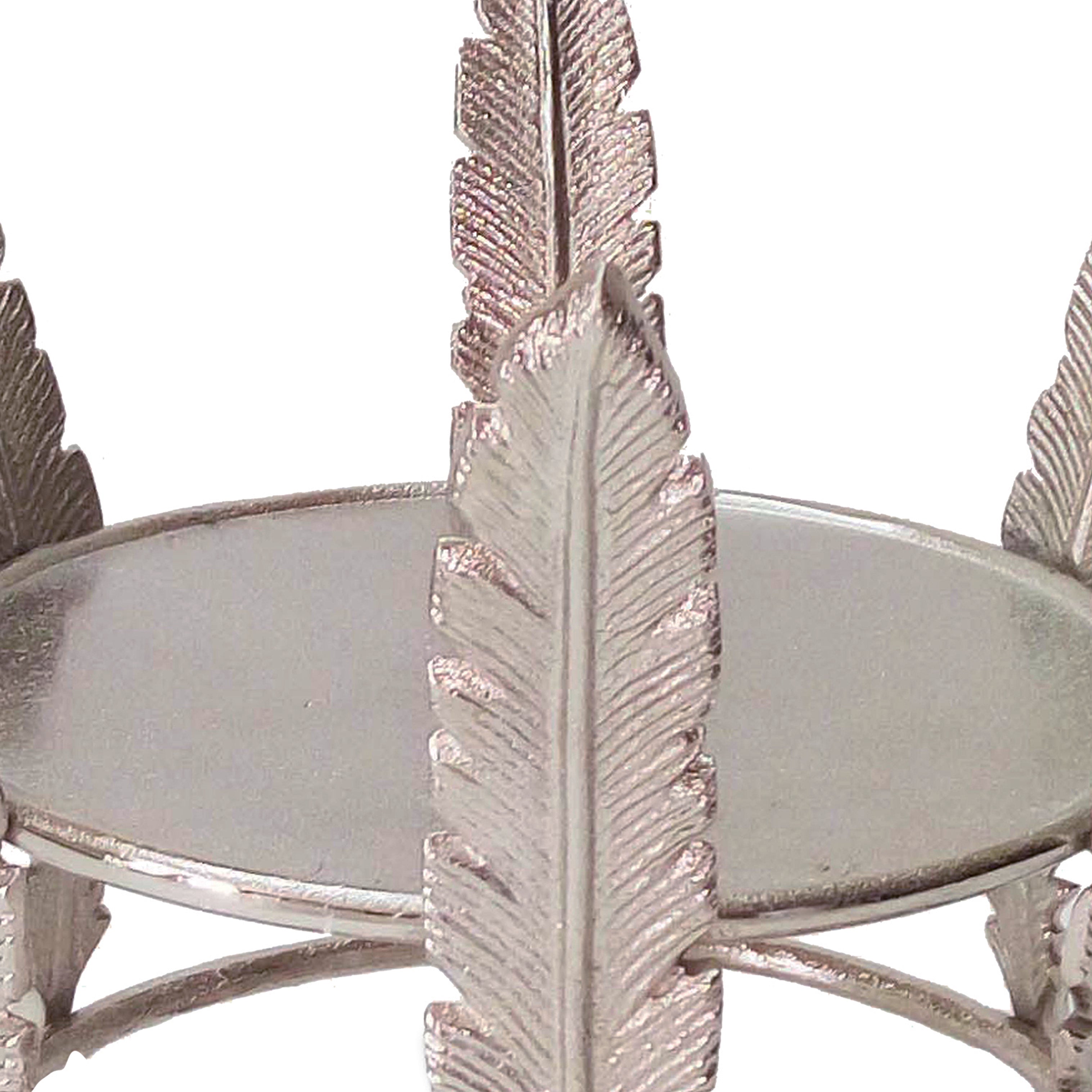 Aluminum Candle Holder Surrounded With Six Leaf Pillars Silver-zoom-3