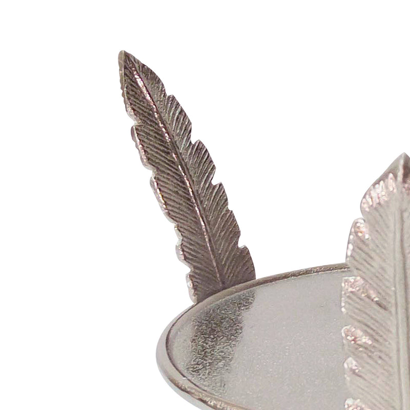 Aluminum Candle Holder Surrounded With Three Leaf Pillars Silver-zoom-