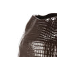 Decorative Textured Ceramic Vase With Irregular Rim Brown