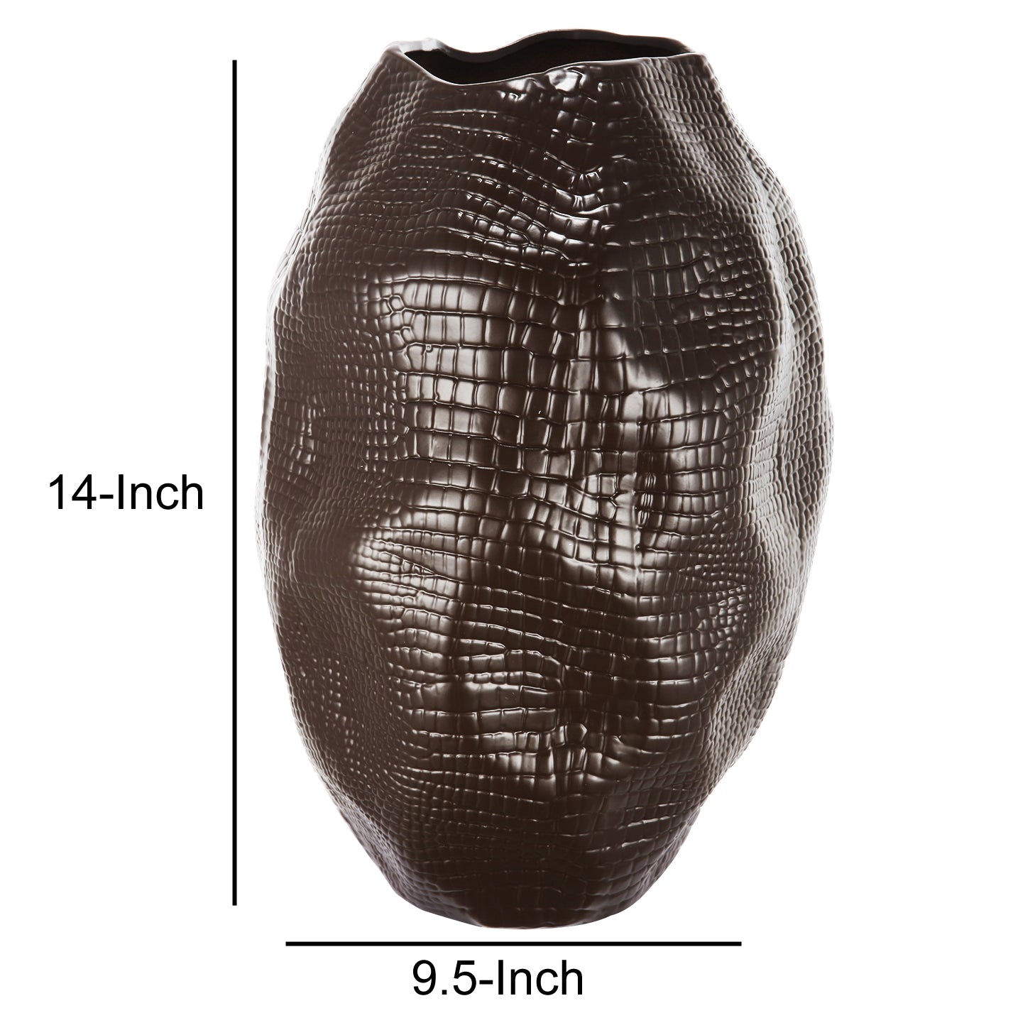 Decorative Textured Ceramic Vase With Irregular Rim Brown-zoom-5