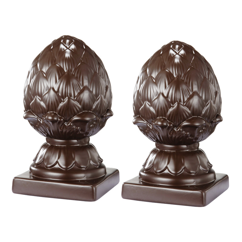 Ceramic Artichoke Bookends on Square Base, Pair of 2, Brown-zoom-