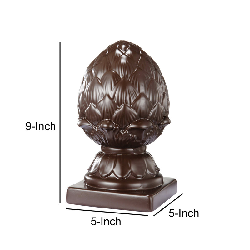 Ceramic Artichoke Bookends on Square Base, Pair of 2, Brown-zoom-