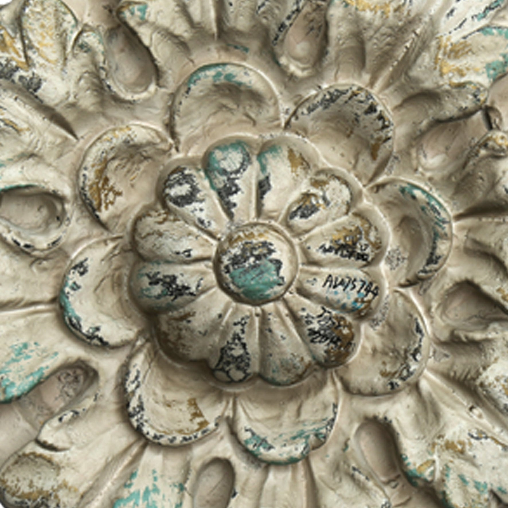 Distressed Floral Design Magnesia Wall Decor With Hanging Hook White-zoom-3