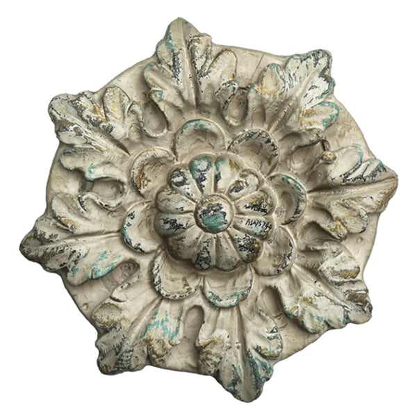 Distressed Floral Design Magnesia Wall Decor With Hanging Hook White