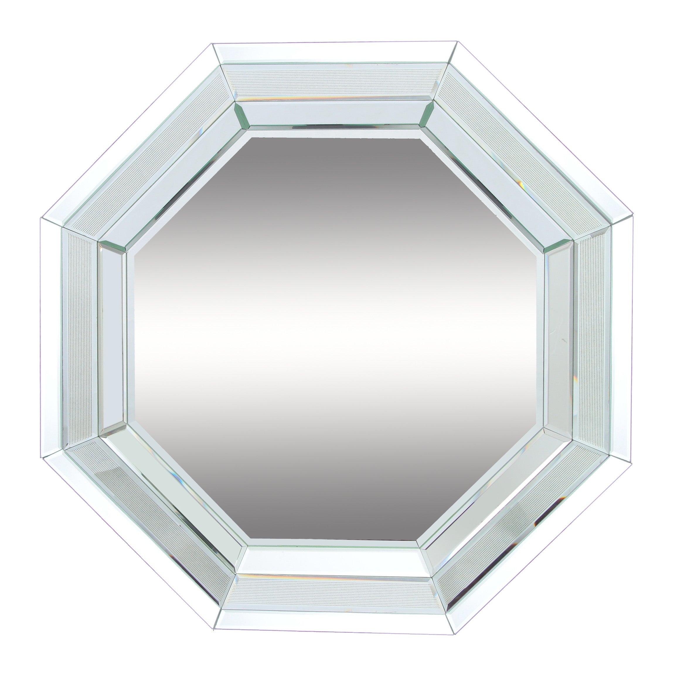 Octagonal Shaped Wall Mirror With Wooden Backing Clear-zoom-1