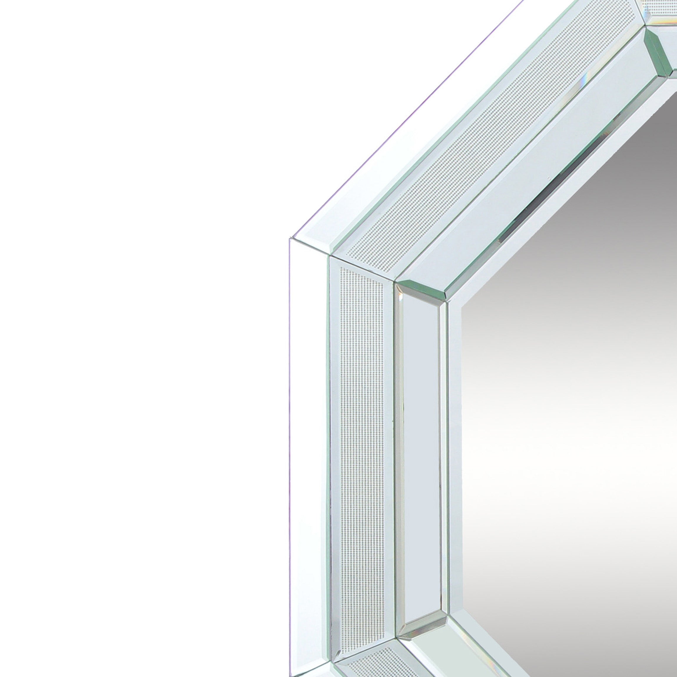 Octagonal Shaped Wall Mirror With Wooden Backing Clear-zoom-2