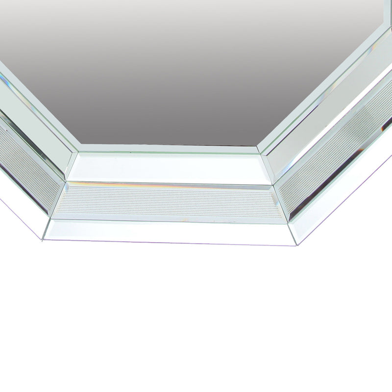 Octagonal Shaped Wall Mirror With Wooden Backing Clear-zoom-