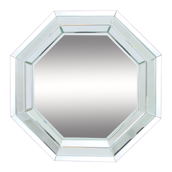 Octagonal Shaped Wall Mirror With Wooden Backing Clear