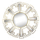Round Sunburst Wall Mirror With Geometric Design Metal Frame Gold