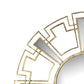 Round Sunburst Wall Mirror With Geometric Design Metal Frame Gold