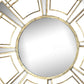 Round Sunburst Wall Mirror With Geometric Design Metal Frame Gold