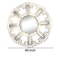 Round Sunburst Wall Mirror With Geometric Design Metal Frame Gold