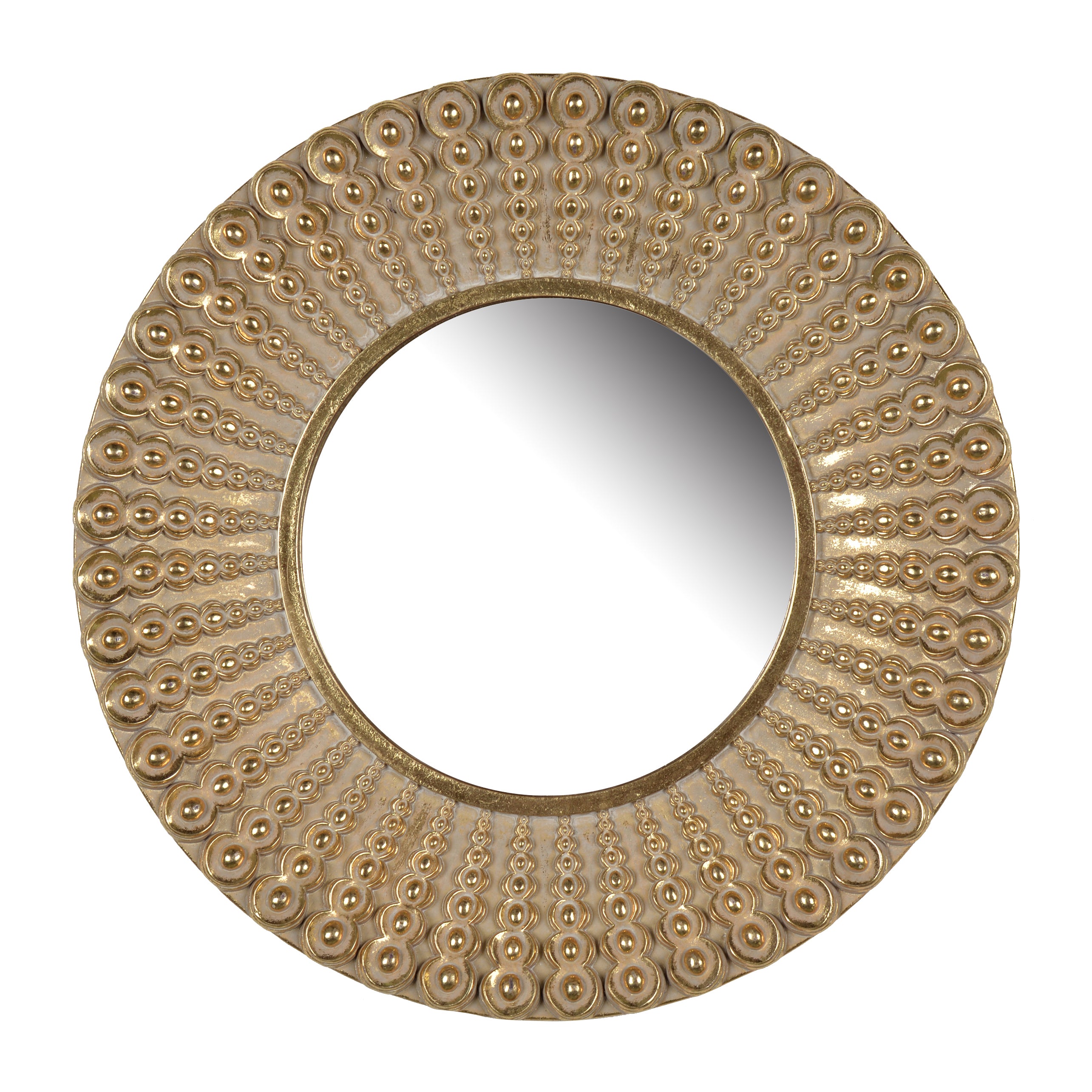 Polyresin Round Wall Mirror With Ornamental Embellishments Gold-zoom-1