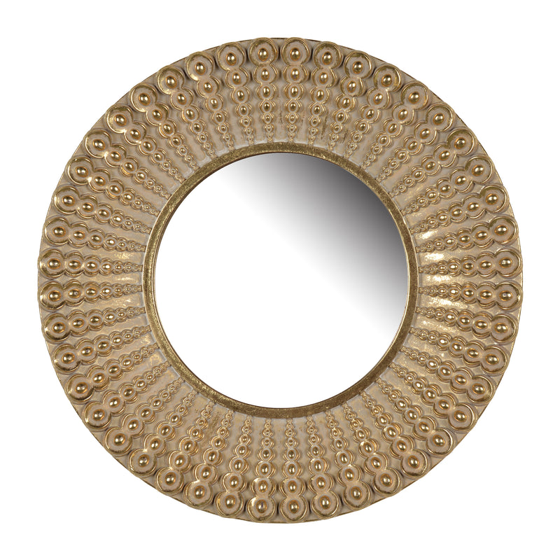 Polyresin Round Wall Mirror With Ornamental Embellishments Gold-zoom-