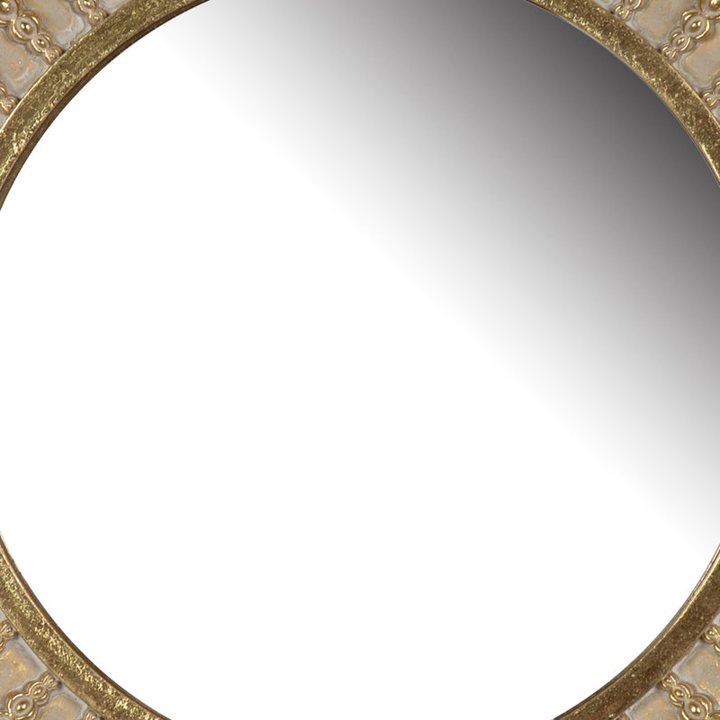Polyresin Round Wall Mirror With Ornamental Embellishments Gold-zoom-