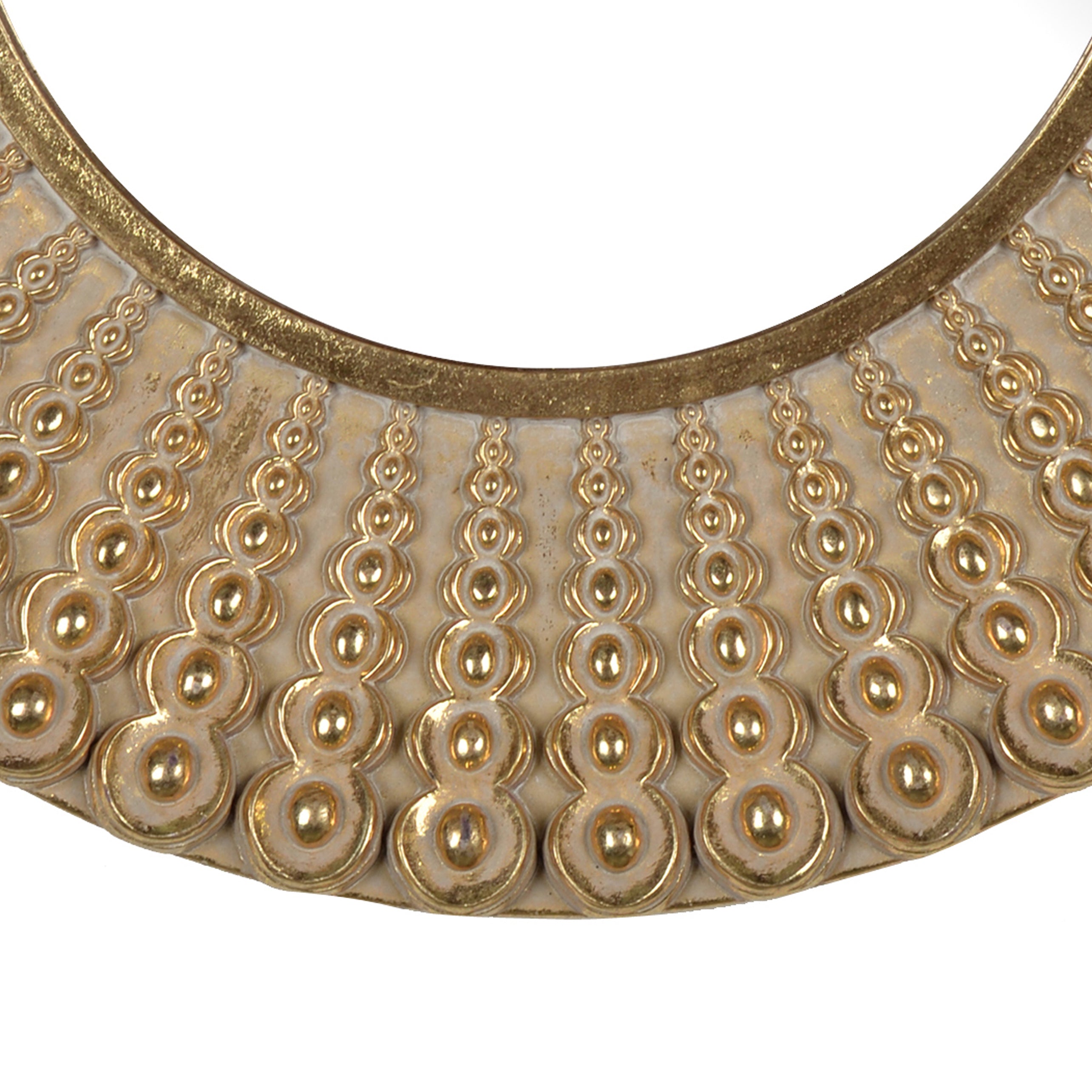 Polyresin Round Wall Mirror With Ornamental Embellishments Gold-zoom-4