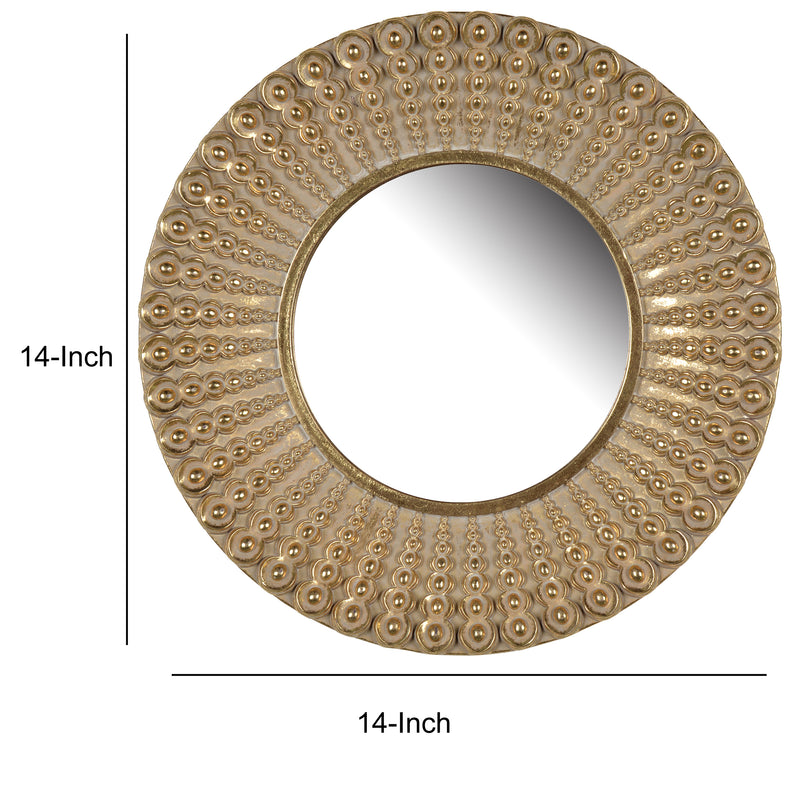 Polyresin Round Wall Mirror With Ornamental Embellishments Gold-zoom-