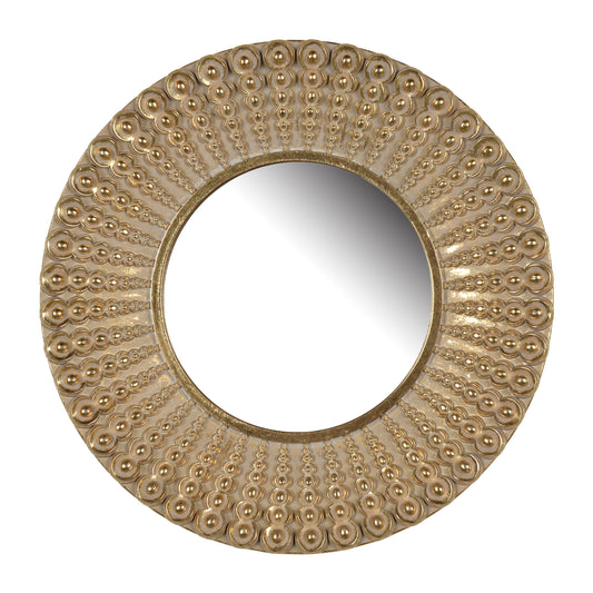 Polyresin Round Wall Mirror With Ornamental Embellishments Gold