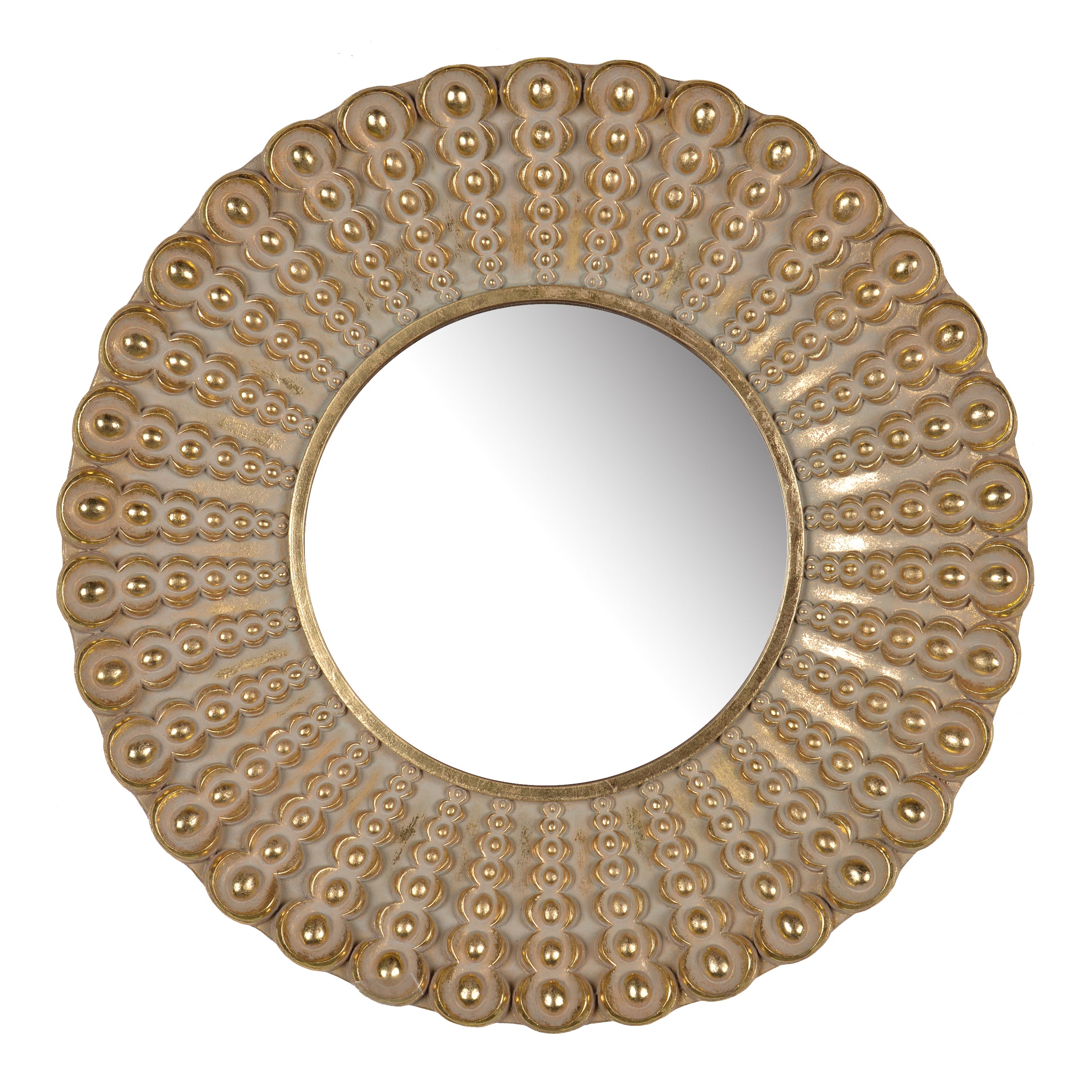 Polyresin Framed Round Wall Mirror With Ornamental Embellishments Gold-zoom-1