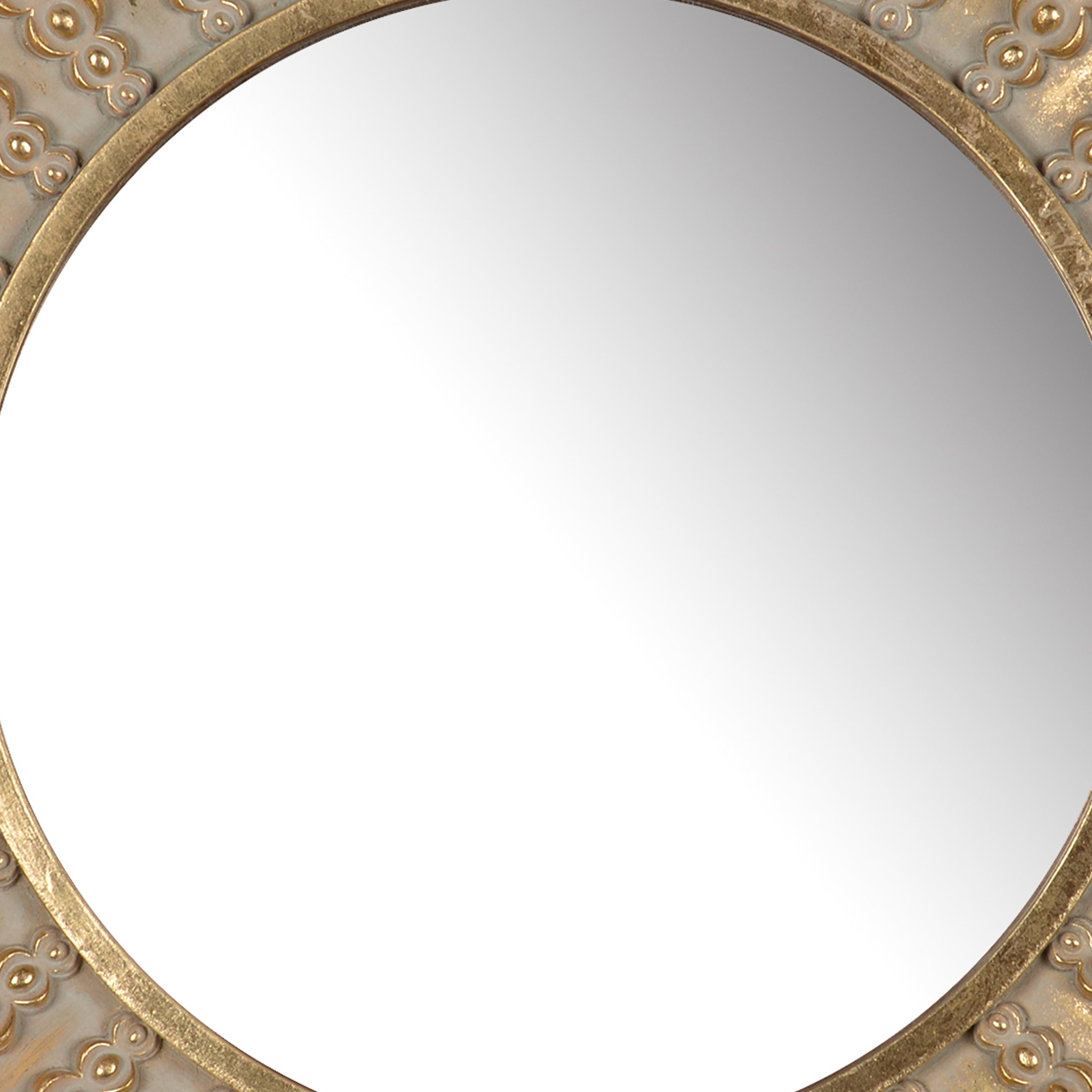 Polyresin Framed Round Wall Mirror With Ornamental Embellishments Gold-zoom-3